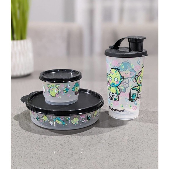 Tupperware Halloween Zombies Lunch Set 3 PCs Tumbler,Snack Cup, Wonder B… - Picture 1 of 5
